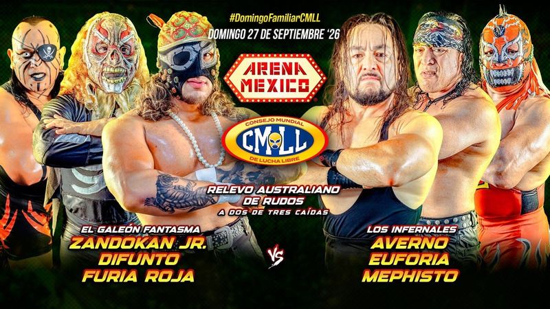 نتائج عرض CMLL Domingo Familiar (27 سبتمبر 2026): إنفيرناليس يهزمون غاليون فانتاسما وفولادور جونيور يهزم ستار جونيور