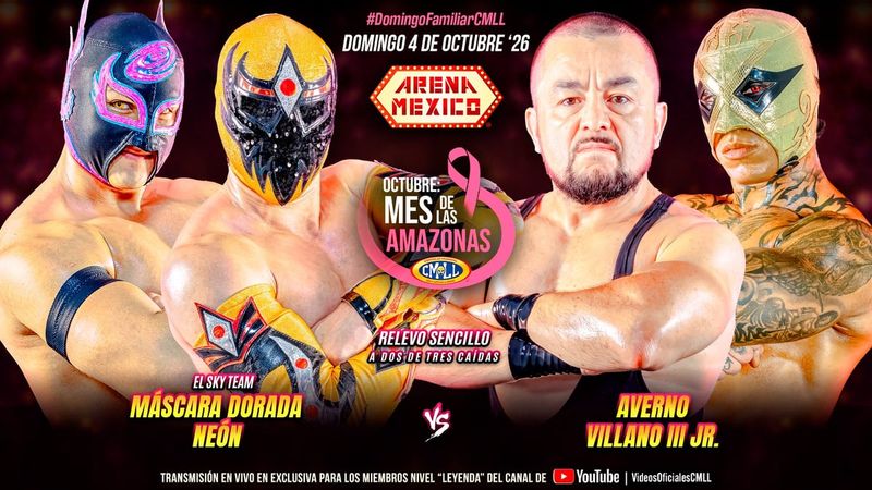 نتائج عرض CMLL Domingo Familiar (4 أكتوبر 2026): فوز فريق سكاي تيم في الحدث الرئيسي