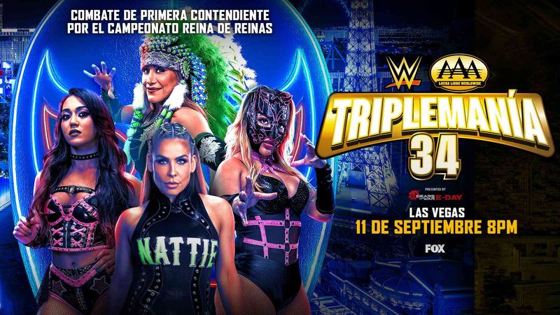 نزال رباعي مشتعل يجمع نجمات WWE وAAA.. روكسان بيريز وناتاليا تقتحمان عرض Triplemania 34