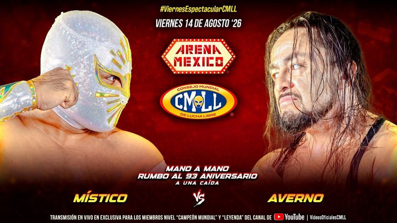 نتائج عرض CMLL Viernes Espectacular (14 أغسطس 2026): ميستيكو يهزم أفيرنو واعتداء بنزع القناع.. وانتصارات مثيرة للفرق