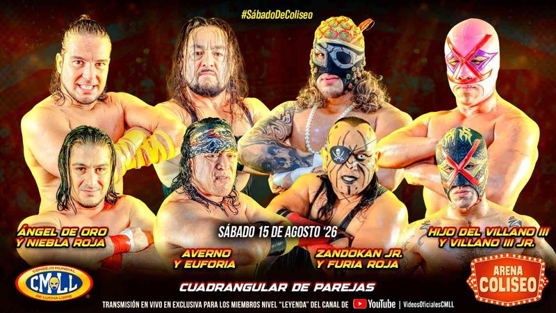 نتائج عرض CMLL Sábado De Coliseo (15 أغسطس 2026): فوز مثير لـفولادور جونيور وهيرمانوس تشافيز يحسمون النزال الرباعي للفرق