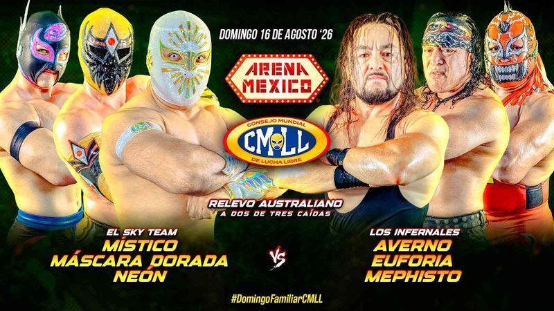 نتائج عرض CMLL Domingo Familiar (16 أغسطس 2026): فريق Sky Team يحسم القمة أمام Infernales وفوز مثير لـ تيسا بلانشارد
