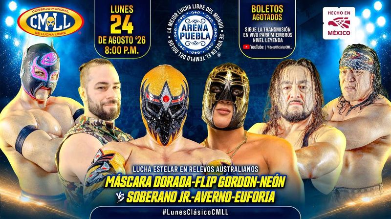 نتائج عرض CMLL Lunes Clásico (24 أغسطس 2026): سوبيرانو جونيور ولوس إنفيرناليس يحسمون الحدث الرئيسي.. وغاليون فانتاسما يواصل التألق في بويبلا