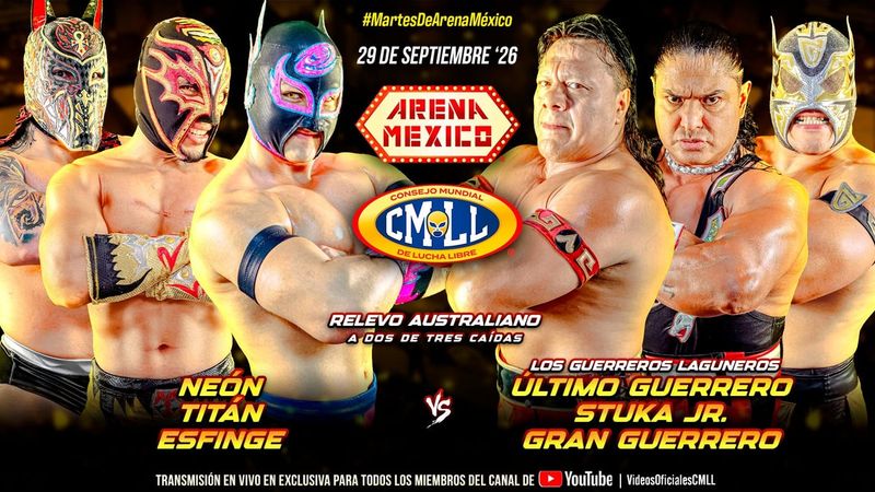 نتائج عرض CMLL Martes de Arena Mexico (29 سبتمبر 2026): فوز نيون وتيتان وإسفينغي في الحدث الرئيسي