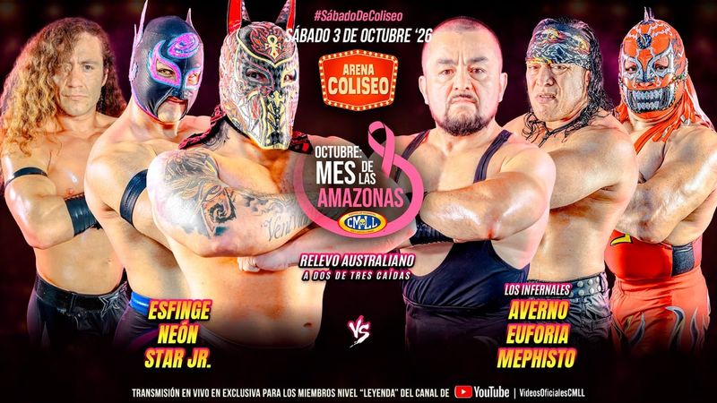 نتائج عرض CMLL Sábado De Coliseo (3 أكتوبر 2026): فوز إسفينخي ونيون وستار جونيور في الحدث الرئيسي