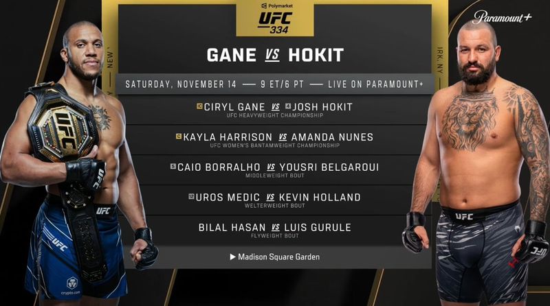 الإعلان عن نزال سيريل غان ضد جوش هوكيت وأماندا نونيز ضد كايلا هاريسون في عرض UFC 334